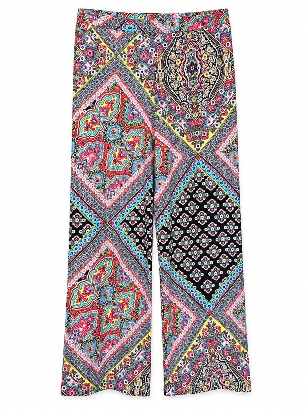 cha cha vente Multicolor Patchwork Wide-Leg Palazzo Pants SZ Small - Picture 2 of 7